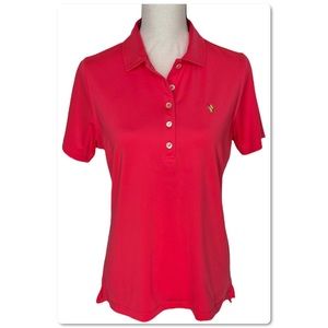 Peter Millar Golf Shirt Top Short Sleeves Deep Coral Pink Size M Medium